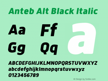 Anteb Alt Black Italic Version 1.000 Font Sample