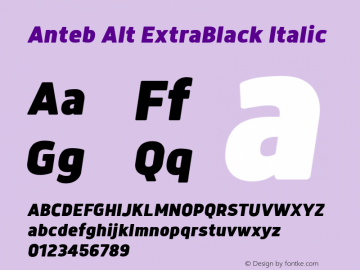 Anteb Alt ExtraBlack Italic Version 1.000图片样张