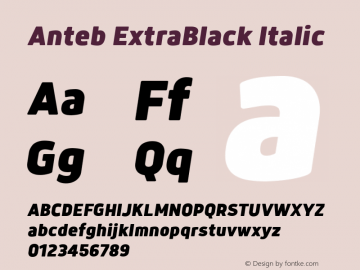 Anteb ExtraBlack Italic Version 1.000图片样张