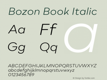 Bozon Book Italic Version 1.000;PS 001.000;hotconv 1.0.88;makeotf.lib2.5.64775图片样张