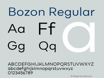 Bozon Regular Version 1.000;PS 001.000;hotconv 1.0.88;makeotf.lib2.5.64775图片样张