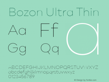 Bozon Ultra Thin Version 1.000;PS 001.000;hotconv 1.0.88;makeotf.lib2.5.64775图片样张