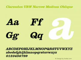 Clarendon URW Narrow Medium Oblique Version 1.000;PS 1.00;hotconv 1.0.57;makeotf.lib2.0.21895图片样张