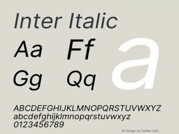 Inter Italic Version 3.008;git-672ead9a6 Font Sample
