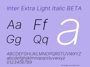 Inter Extra Light Italic BETA Version 3.008;git-672ead9a6图片样张