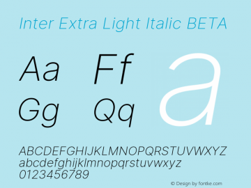 Inter Extra Light Italic BETA Version 3.008;git-672ead9a6图片样张