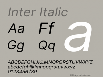 Inter Italic Version 3.008;git-672ead9a6 Font Sample