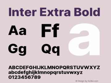 Inter Extra Bold Version 3.008;git-672ead9a6 Font Sample