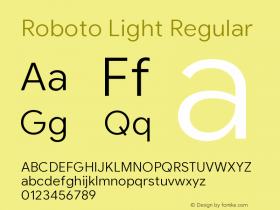 Roboto Light Version 2.003;August 5, 2019;FontCreator 11.5.0.2430 64-bit Font Sample