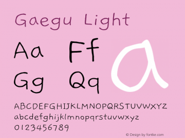 Gaegu Light Version 1.00 Font Sample