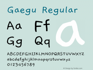Gaegu Regular Version 1.00 Font Sample