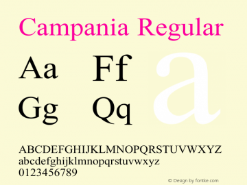 Campania Version 2.004 Font Sample