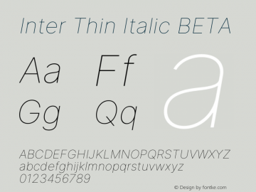 Inter Thin Italic BETA Version 3.009;git-2c0637eac图片样张