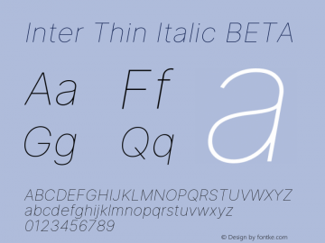 Inter Thin Italic BETA Version 3.009;git-2c0637eac图片样张