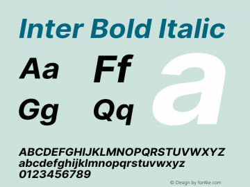 Inter Bold Italic Version 3.009;git-2c0637eac图片样张