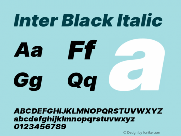 Inter Black Italic Version 3.009;git-2c0637eac Font Sample