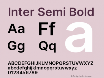 Inter Semi Bold Version 3.009;git-2c0637eac Font Sample