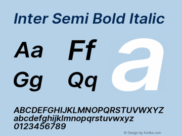 Inter Semi Bold Italic Version 3.009;git-2c0637eac图片样张
