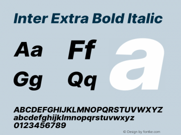 Inter Extra Bold Italic Version 3.009;git-2c0637eac图片样张