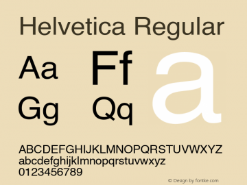 Helvetica Regular 8.0d3e1 Font Sample