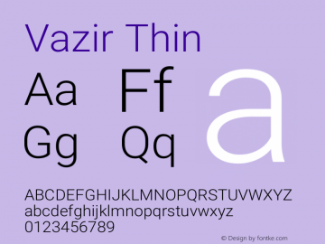 Vazir Thin Version 20.1.1 Font Sample