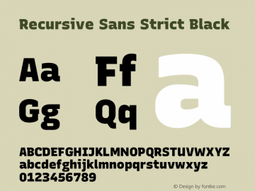 Recursive Sans Strict Version 1.005;PS 1.5;hotconv 16.6.54;makeotf.lib2.5.65590图片样张