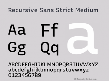 Recursive Sans Strict Version 1.005;PS 1.5;hotconv 16.6.54;makeotf.lib2.5.65590 Font Sample