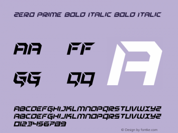 Zero Prime Bold Italic Version 1.0; 2019图片样张