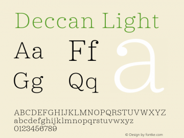 Deccan Light Version 1.001;PS 1.0;hotconv 1.0.81;makeotf.lib2.5.63406图片样张