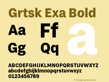 Grtsk Exa Bold Version 1.000 Font Sample