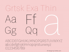 Grtsk Exa Thin Version 1.000 Font Sample