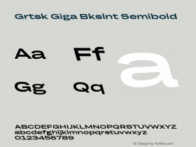 Grtsk Giga Bkslnt Semibold Version 1.000 Font Sample