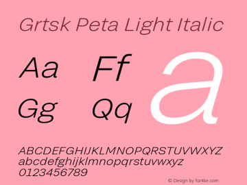 Grtsk Peta Light Italic Version 1.000图片样张