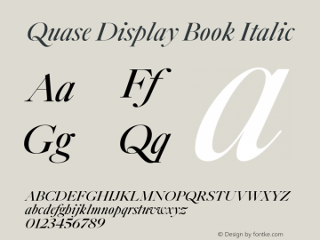 QuaseDisplay-BookItalic Version 1.000;PS 001.000;hotconv 1.0.88;makeotf.lib2.5.64775 Font Sample