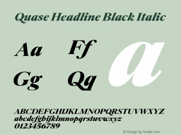 Quase Headline Black Italic Version 1.000;PS 001.000;hotconv 1.0.88;makeotf.lib2.5.64775 Font Sample