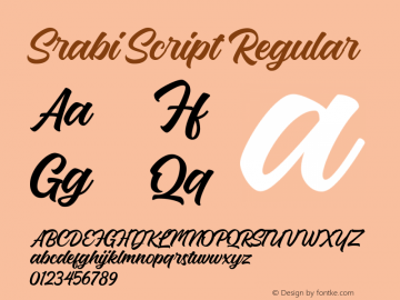 Srabi Script Version 1.00;August 5, 2019;FontCreator 11.5.0.2421 64-bit图片样张