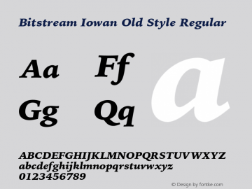 Bitstream Iowan Old Style Black Italic Version 3.100;PS 003.001;hotconv 1.0.38 Font Sample