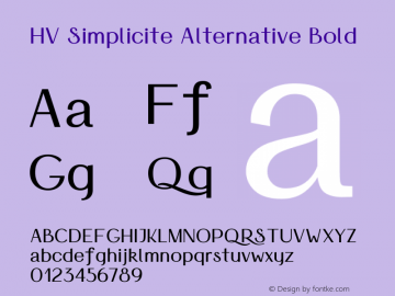 HV Simplicite Alternative Bold Version 1.000 Font Sample