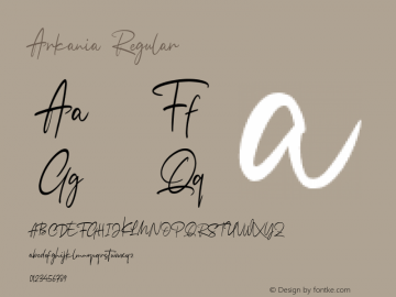 Arkania Regular Version 1.000 Font Sample