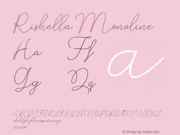 Rishella Monoline Version 1.000 Font Sample