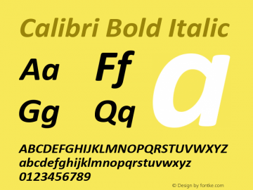 Calibri Bold Italic Version 5.75 Font Sample