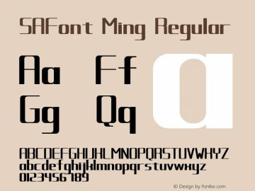 SAFont Ming Version 2.00 Font Sample
