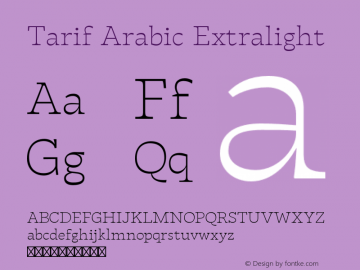 Tarif Arabic Extralight Version 1.000 | w-rip DC20190820 Font Sample