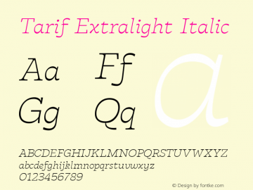 Tarif Extralight Italic Version 1.000 | w-rip DC20190820图片样张