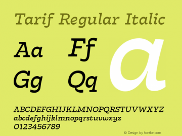 Tarif Italic Version 1.000 | w-rip DC20190820 Font Sample