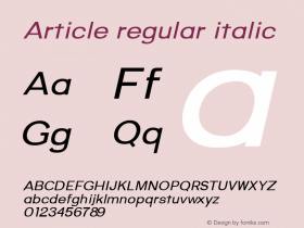 Article regular italic Version 1.000;hotconv 1.0.109;makeotfexe 2.5.65596;YWFTv17图片样张