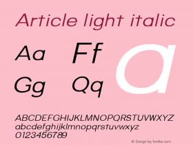 Article light italic Version 1.000;hotconv 1.0.109;makeotfexe 2.5.65596;YWFTv17图片样张