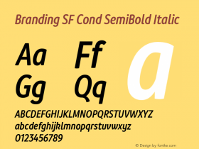 Branding SF Cond SemBd Ita Version 1.000;hotconv 1.0.109;makeotfexe 2.5.65596;YWFTv17 Font Sample