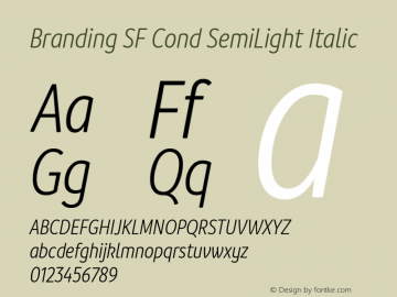 BrandingSF-CondSemLtIta Version 1.000;hotconv 1.0.109;makeotfexe 2.5.65596;YWFTv17 Font Sample