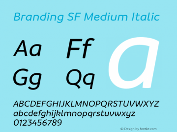 BrandingSF-MediumItalic Version 1.000;hotconv 1.0.109;makeotfexe 2.5.65596;YWFTv17 Font Sample